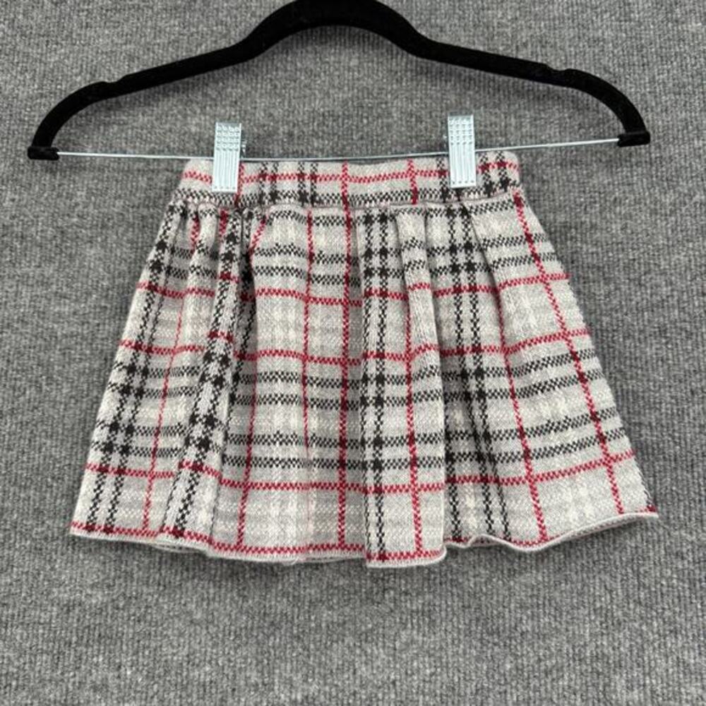 Plaid Sweater Skirt Girls Size 2T Gray Red Pull On 100% Cotton Holiday Tartan